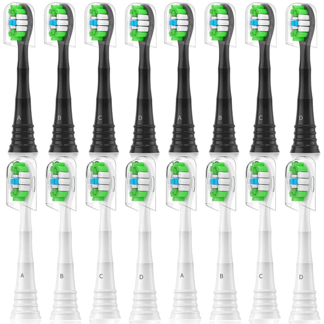 🦷 16er Philips Sonicare Ersatzbürsten - 8 Schwarz & 8 Weiß 🦷