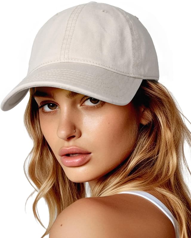 🧢 FURTALK Damen Vintage Basecap Baumwolle Verstellbare Baseball Cap Stein Weiß M - Sonnenschutz und Stil! 🌞