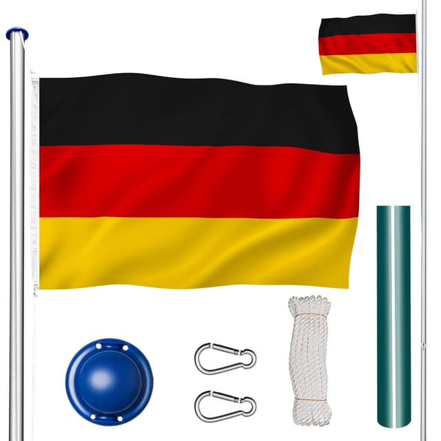 🚩 Tectake Fahnenmast aus Aluminium Set mit Flagge 🇩🇪 | Nr. 402125
