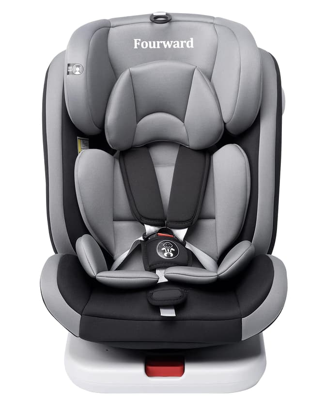 🚗👶 Fourward Baby Autositz Kindersitz 360°drehbar mit ISOFIX und Ruheposition Schwarz & Grau
