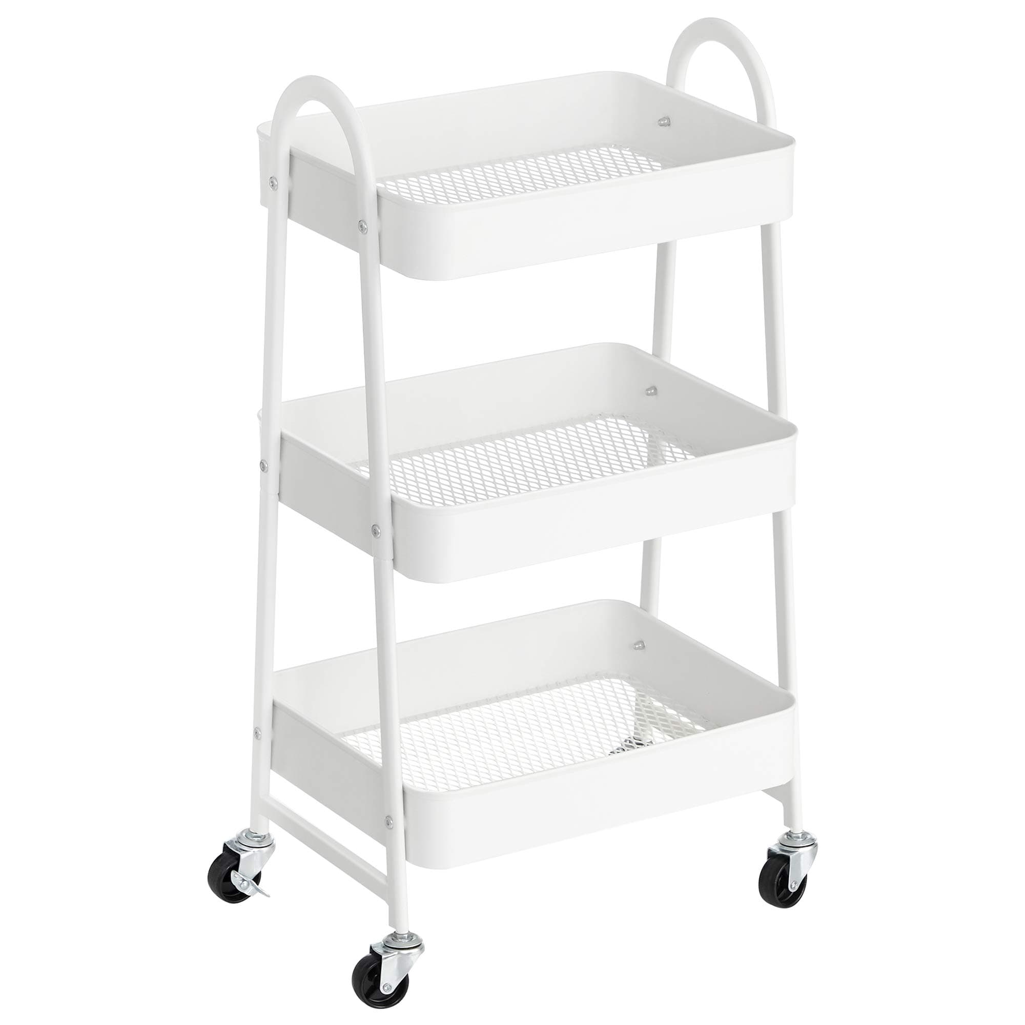 SONGMICS Rollwagen mit 3 Ebenen, Servierwagen aus Metall 🛒 Küchenwagen BSC068W01