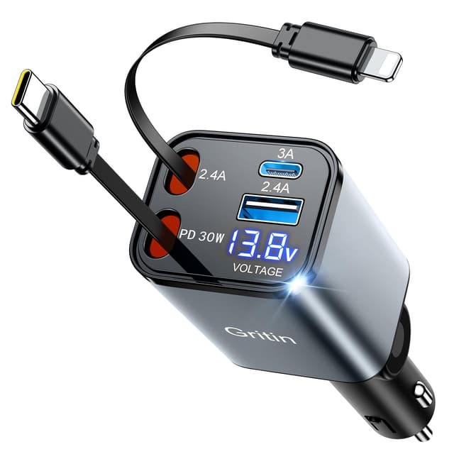 🔋🚗 Gritin 4-in-1 Zigarettenanzünder USB C 69W Auto Ladegerät Adapter Kfz 📱