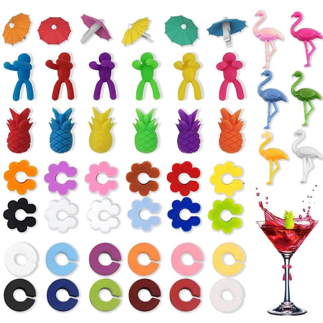 EUDUQ 48 Stück Glasmarkierer Set 🍷🌺 - Sonderangebot!