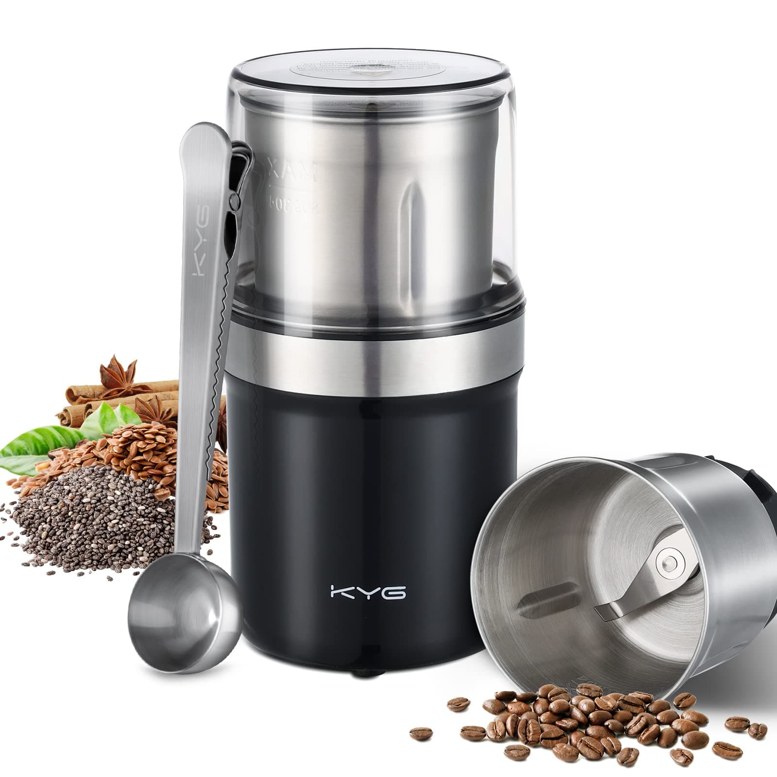 KYG Elektrische Kaffeemühle mit Doppeltem Schutzsystem 🌟