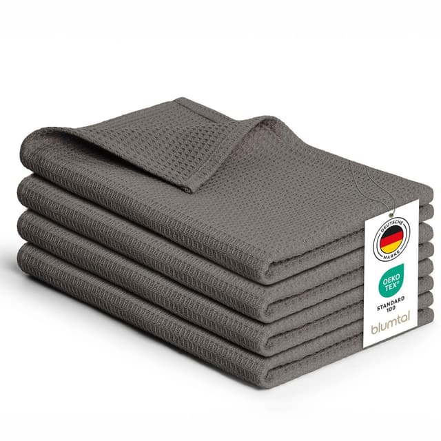 Blumtal® Geschirrtücher 50x70 cm - 4er Set aus 100% Baumwolle - Grau Anthrazit