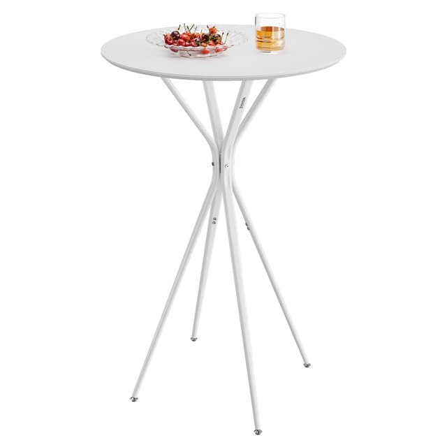 VASAGLE Stehtisch, Bartisch, hoher runder Tisch, Küchentisch, Metallgestell 🌟 60 x 60 x 105 cm 🪑 wolkenweiß-mattweiß LBT024W01 1 Wolkenweiß + Mattweiß