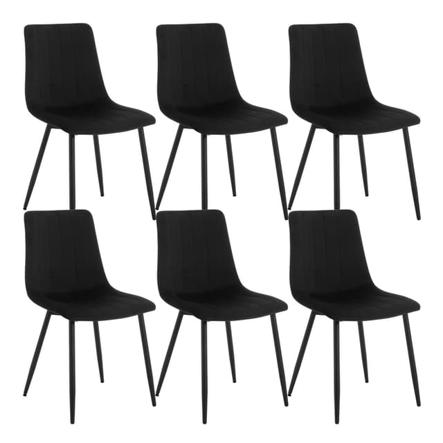 🌟🪑 Klihome Esszimmerstühle 6er Set - Samtstoff - Schwarz - Ergonomisches Design 🪑🌟