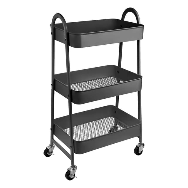 🌟 ONVAYA® Servierwagen Silvio | Beistellwagen | dunkelgrau | 30,5 x 45 x 77 cm