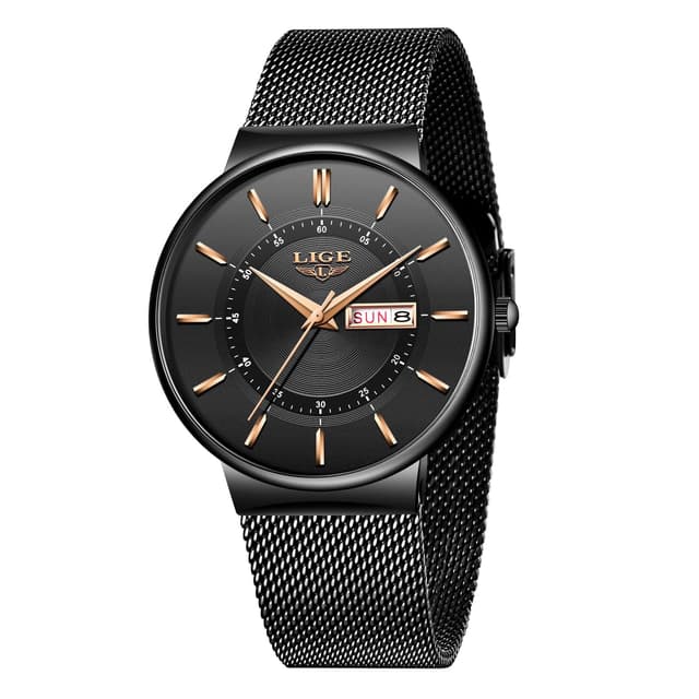 LIGE Herrenuhr | Vintage Analog Armbanduhr Schwarz 🕰️