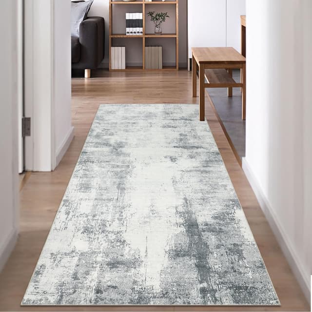 Famibay Teppich Läufer Flur Küche rutschfest Waschbar Teppichläufer 80x200cm Grau 😍