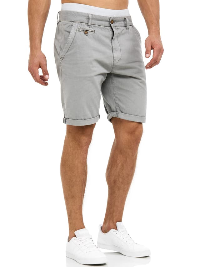 👖 Indicode Herren Cuba Chino Shorts | Bermuda Sommershorts für Männer L Light Grey 👖
