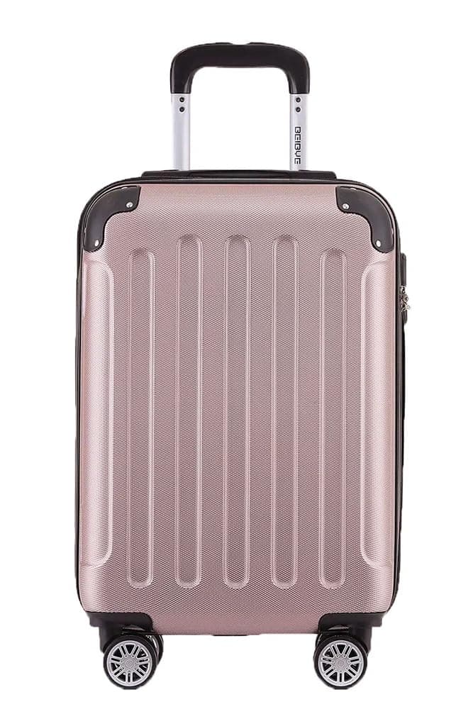 BEIBYE- Hartschalenkoffer Koffer Trolley Rollkoffer Reisekoffer Zahlenschloß 4 Zwilings-Rollen (Rosa-Gold, Small-55cm) 🌟👜