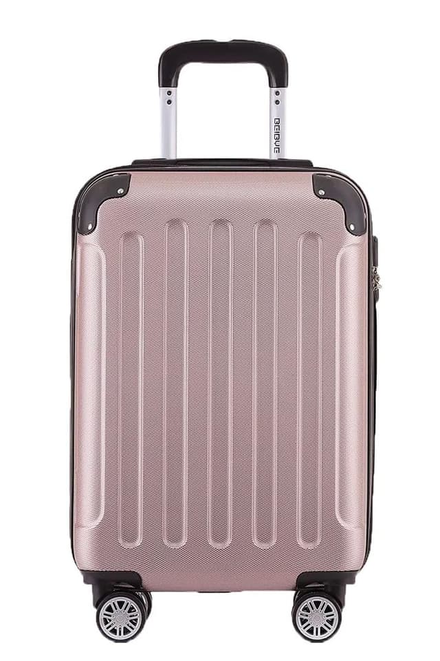 BEIBYE- Hartschalenkoffer Koffer Trolley Rollkoffer Reisekoffer Zahlenschloß 4 Zwilings-Rollen (Rosa-Gold, Small-55cm) 🌟👜