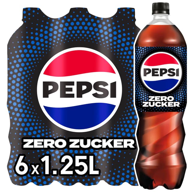 Angebot: Pepsi Zero Zucker - Koffeinhaltige Cola in der Flasche (6 x 1.25 l)
