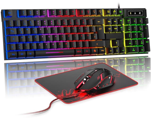 🎮 Rewurnth RGB Gaming Tastatur und Maus Set | QWERTZ DE Layout | Ergonomisch und Stilvoll 🖱️