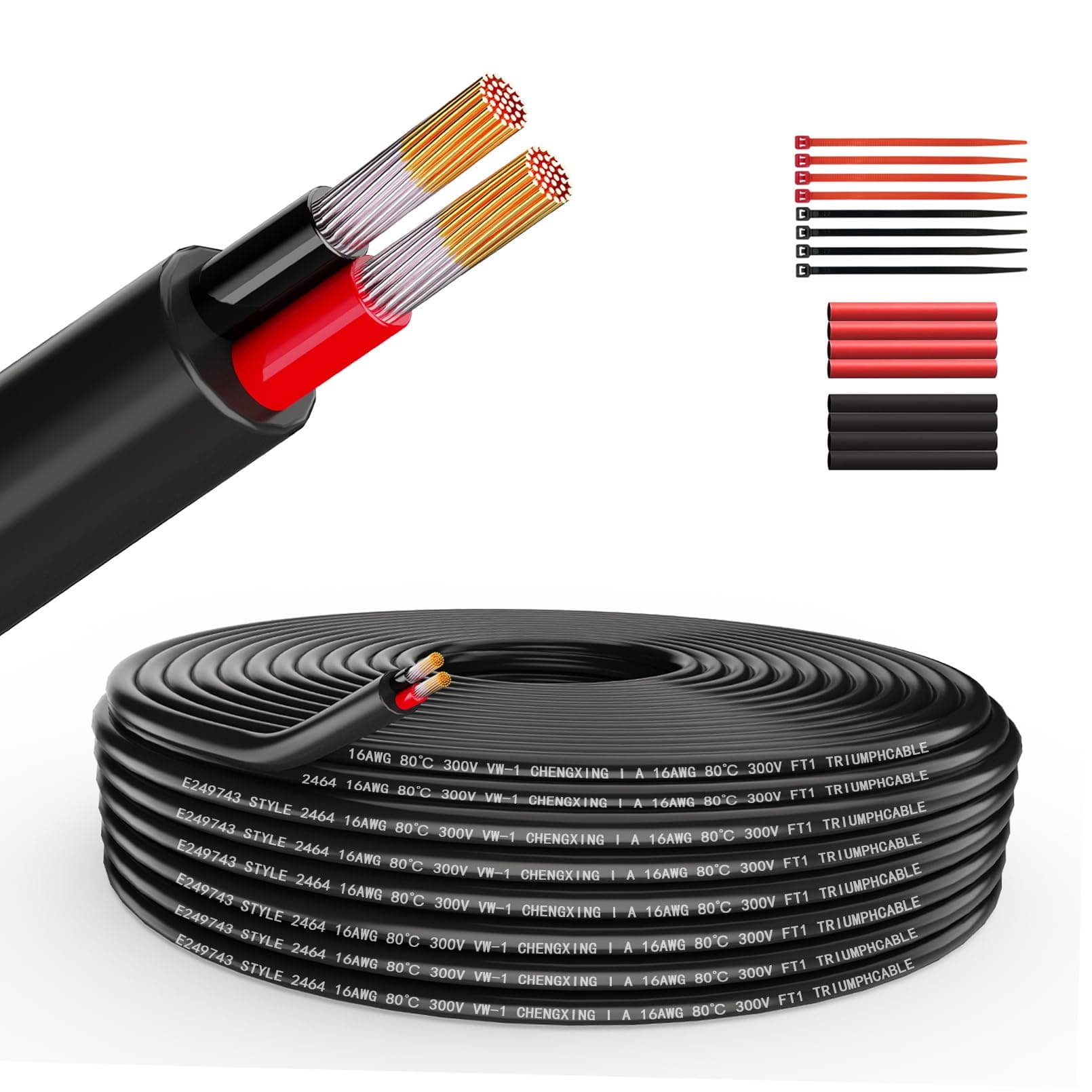 Wirelume 16AWG 2x1,5 mm² Elektrischer Draht 2 Adrig Kabel 5V/12V/24V verseilt PVC Stromkabel 100FT/30.48M