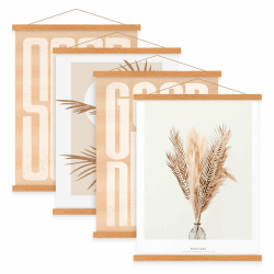 Benjia 4er Set Magnetische Posterschiene aus Teakholz 71cm