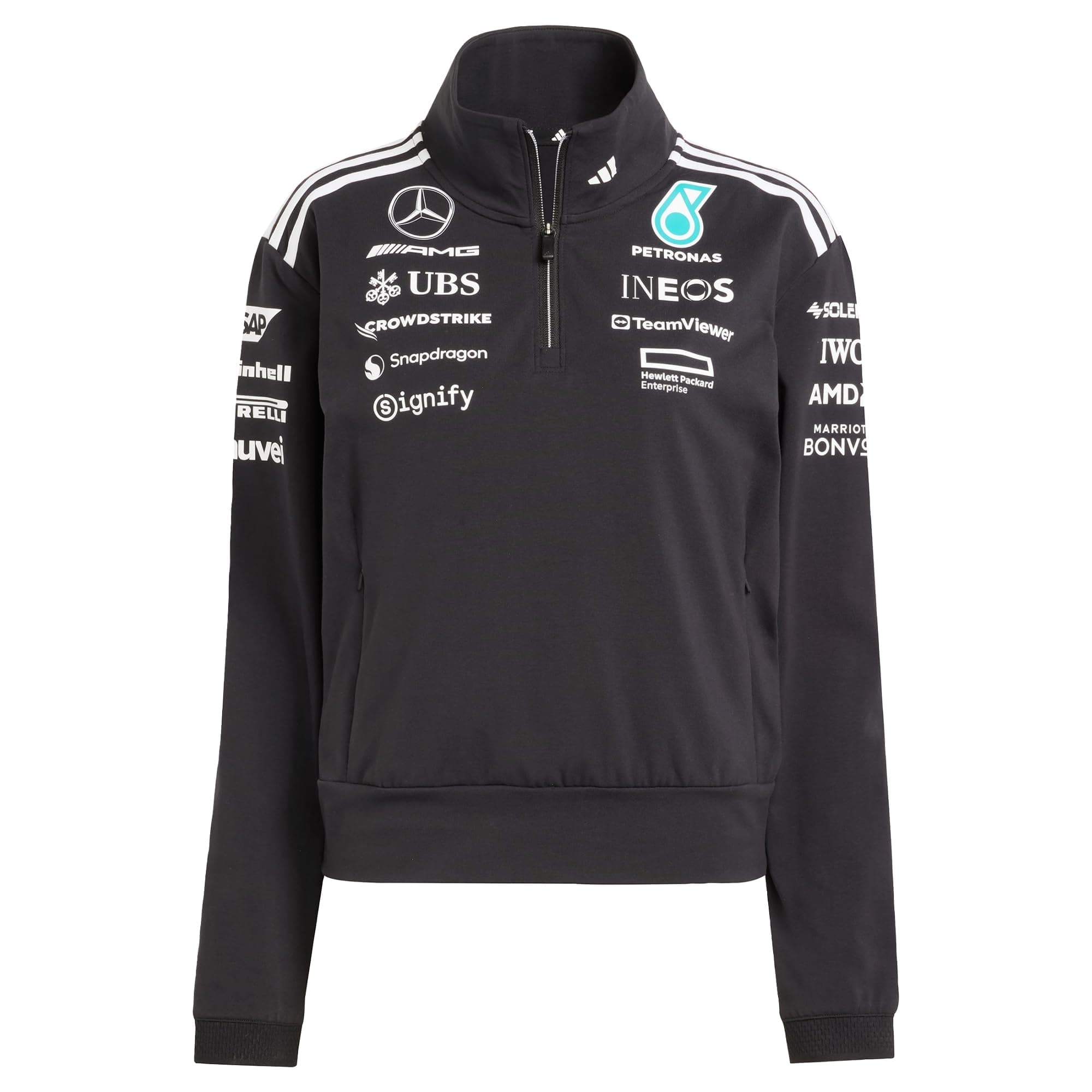 🔥SALE🔥 adidas Damen Mercedes - Amg Petronas Formula One Team Team Quarter Zip Women Sweatshirt S Black/White
