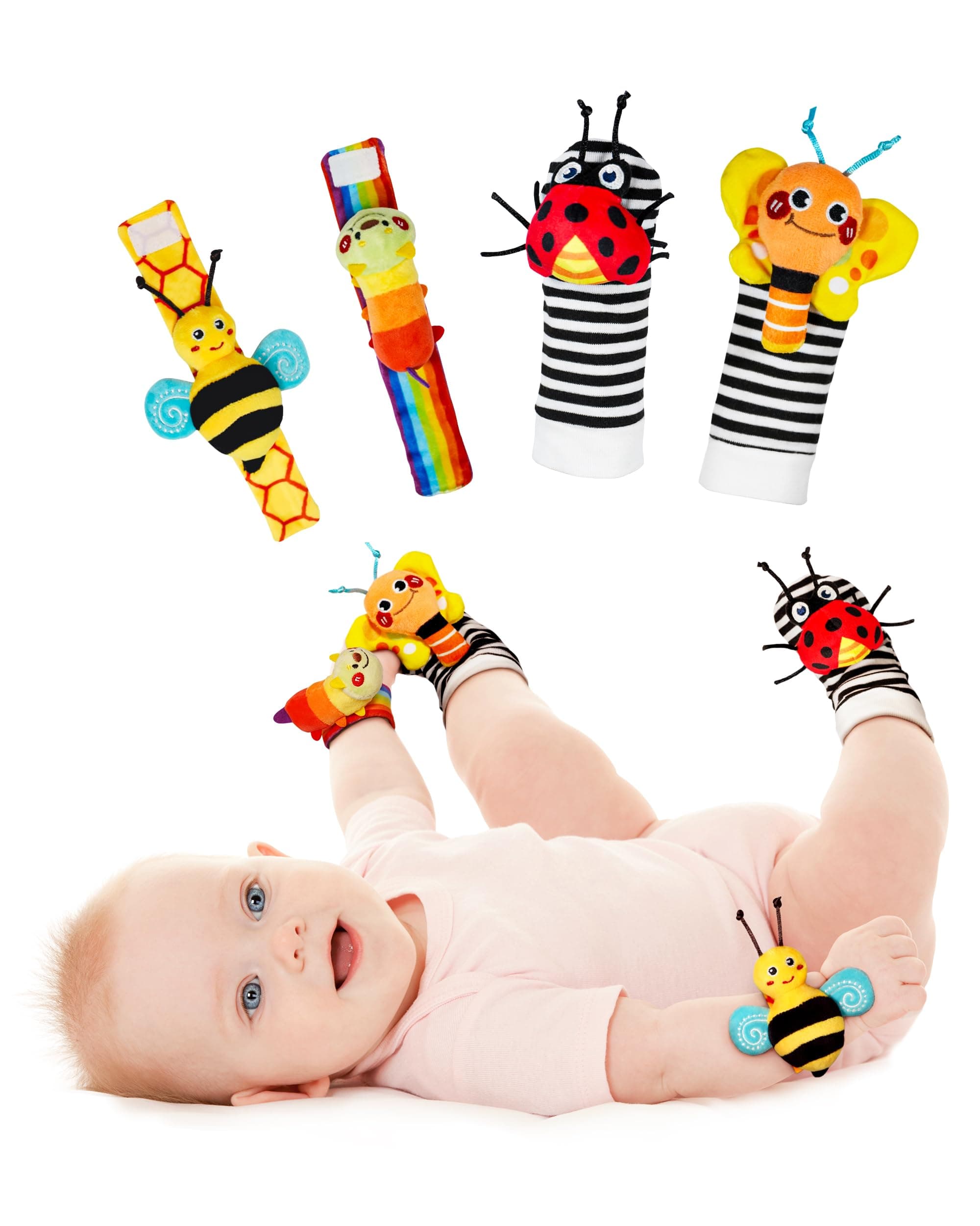 👶🎁 Infinno Handgelenk Rasselsocken und Fußfinder Baby Spielzeug - Angebot