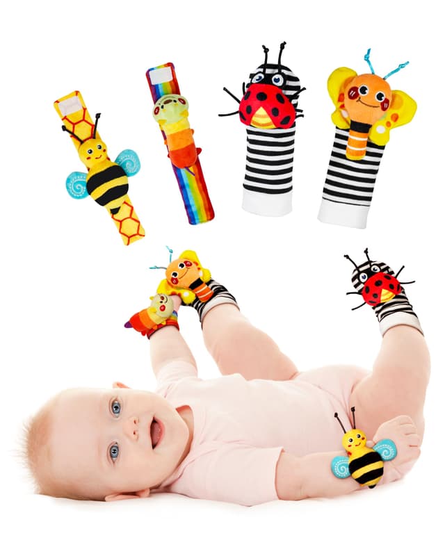 👶🎁 Infinno Handgelenk Rasselsocken und Fußfinder Baby Spielzeug - Angebot