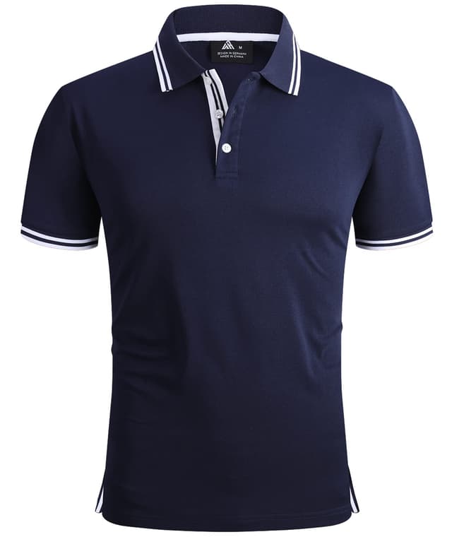 👕🎾 SwissWell Poloshirt Herren Kurzarm Atmungsaktiv Golf Tennis Sport Polo Shirts Sommer Freizeit T-Shirt L Blau und Weiß