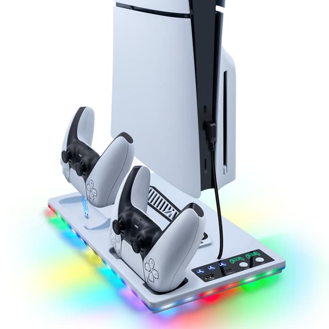 🎮 Wigearss PS5/PS5 Slim/PS5 Pro Kühler Standfuß mit Dual Controller Ladegerät und RGB Licht