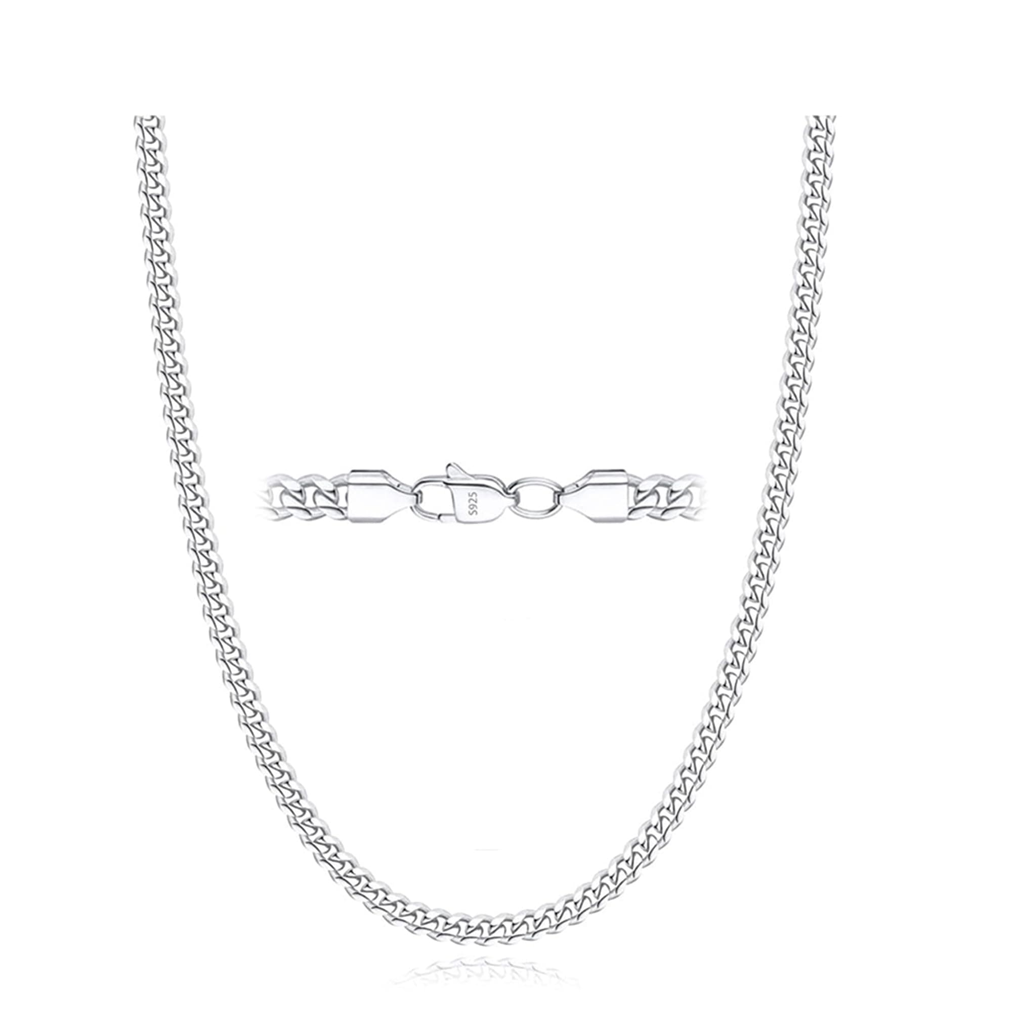 Esrael S925 Sterling Silber Kubanische Kette Halskette für Männer 😎🎁