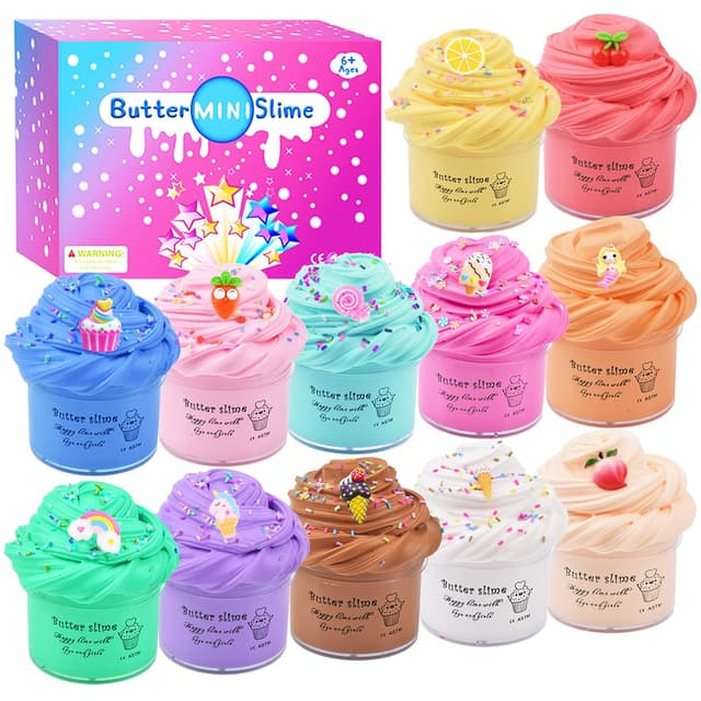 🌈 Fluffy Slime Set, 12er Pack Butter Slime Set zum Selbermachen 🦄
