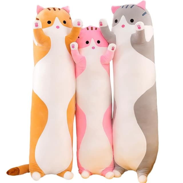 🐱 Langer Katzenplüsch Kissen Großes süßes Kätzchen Plüsch Katze Körperkissen Plüschtier Katze Plüsch Puppe 130cm Rosa