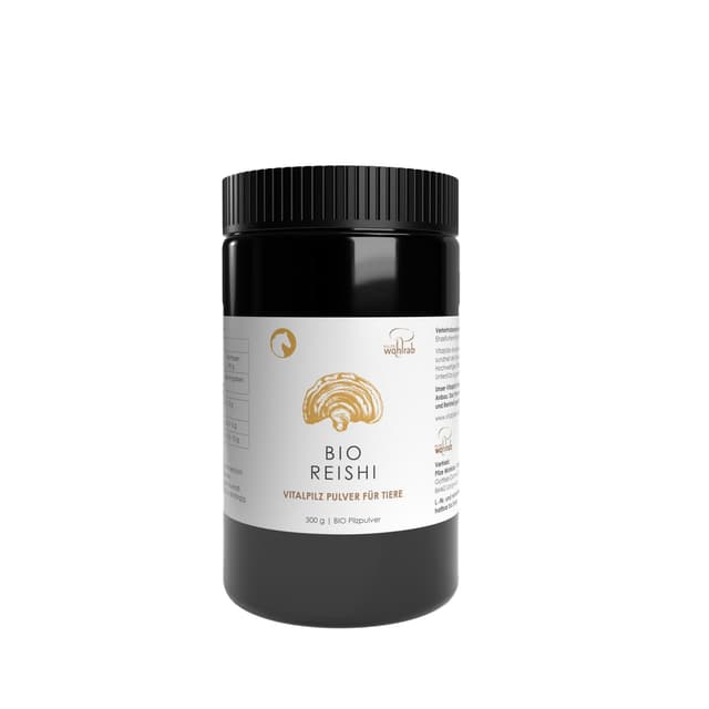 Pilze Wohlrab | Reishi Pulver Bio für Tiere 🍄 | 300 g Dose mikrofein zermahlener Reishi Pilz