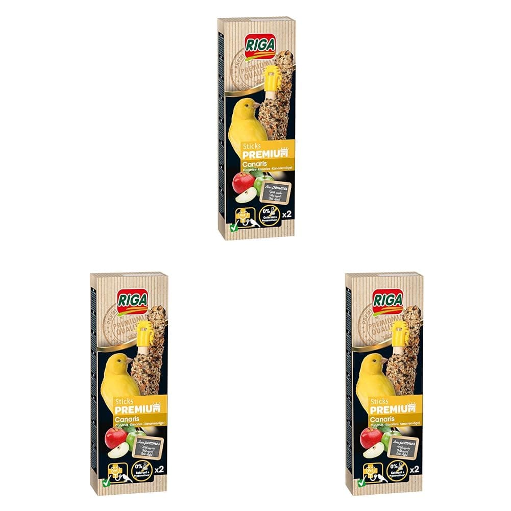 🐤🍏 Premium Barrites Kanarienvogel Apfel, 2 Sticks, 60 g (3er Pack)
