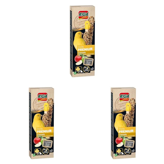 🐤🍏 Premium Barrites Kanarienvogel Apfel, 2 Sticks, 60 g (3er Pack)