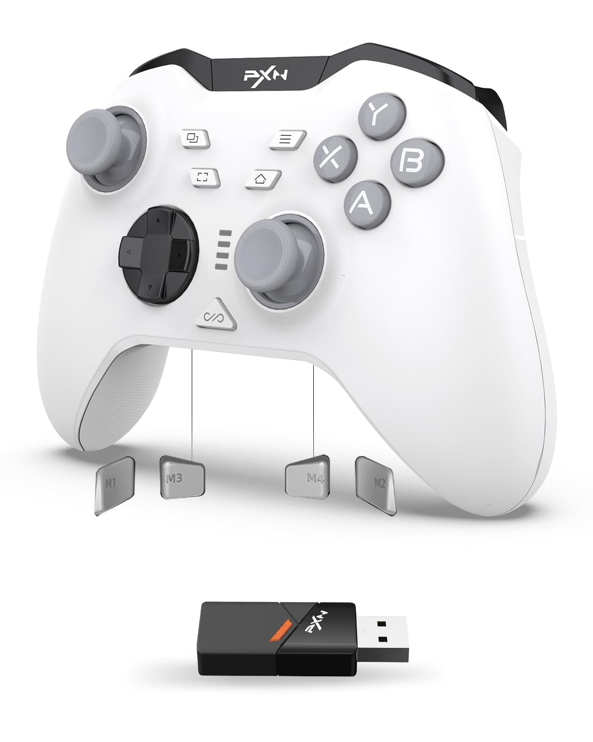 PXN P5 Kabelloser Gaming Controller 2025 – Hall Effekt Joystick & Trigger, 1000Hz Polling-Rate, 4 Makrotasten, 2.4G/BT/SW, Turbo, APP – Controller für PC, Steam Deck, Switch, Android & iOS Weiß 🎮
