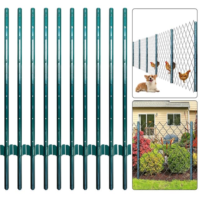 Thealyn U-Pfosten Set 10 Stück 152 CM: Robuste Metallpfosten für Gartenzäune und Hühnerställe 🌿🐔