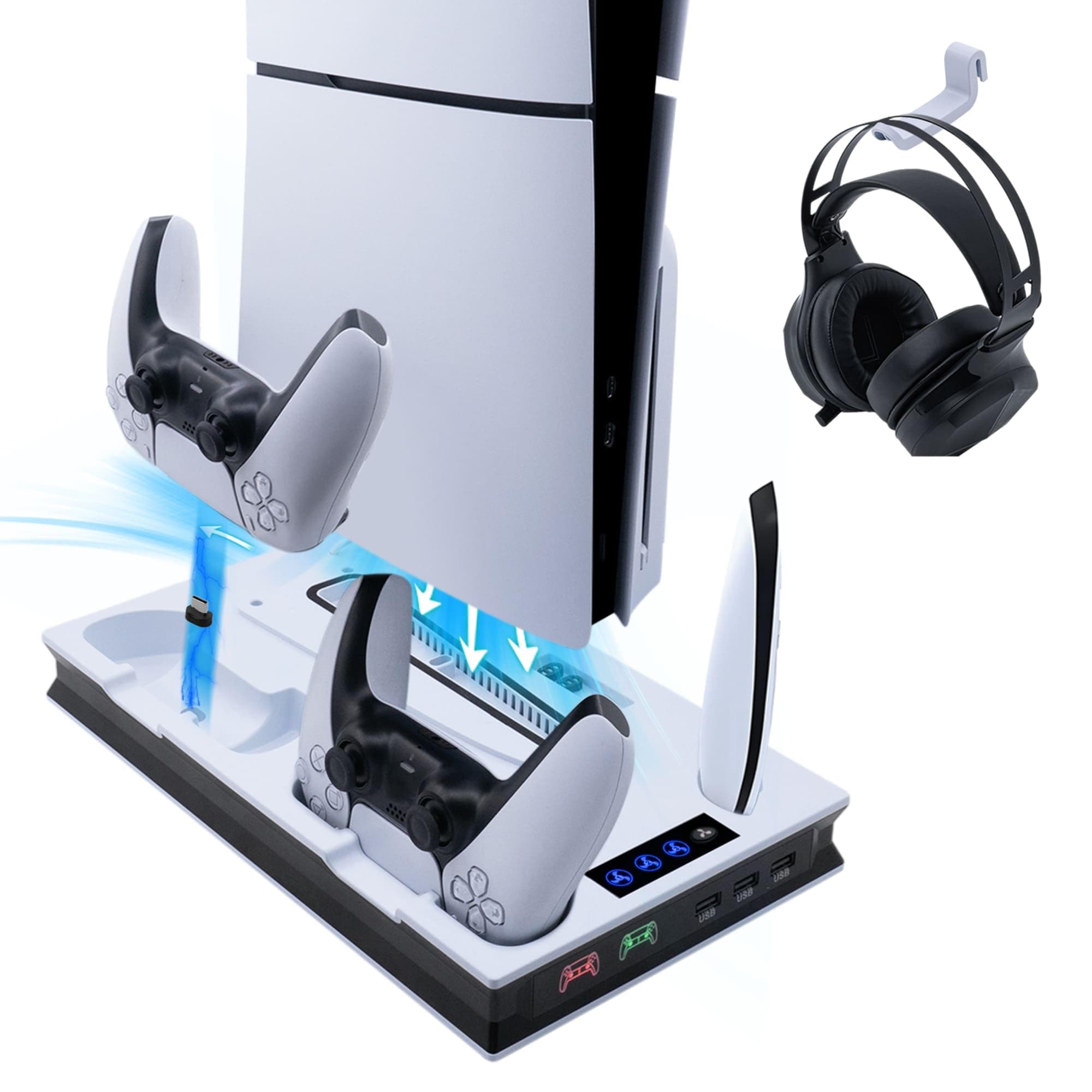 🎮 Wigearss PS5/PS5 Slim/PS5 Pro Kühler Standfuß mit Dual Controller Ladegerät