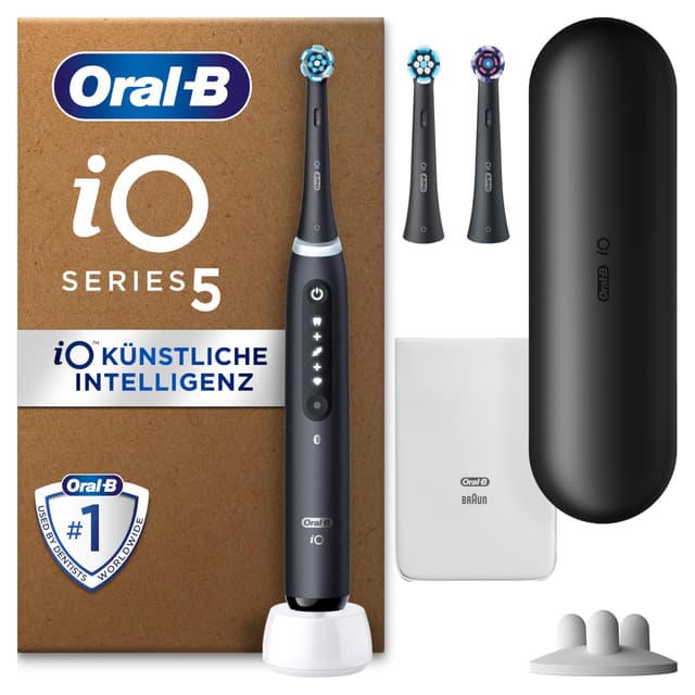 🦷 Oral-B iO Series 5 Plus Edition Elektrische Zahnbürste - Matt Black mit Reiseetui Schwarz 🖤