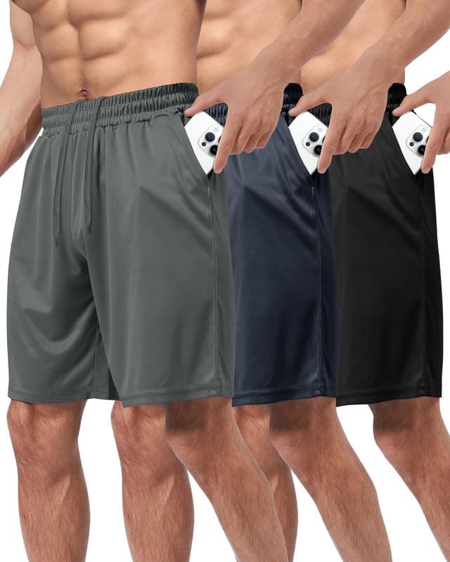 BOOJO 3er Pack Sporthose Herren Kurz Hosen mit Taschen 🏋️‍♂️🩳