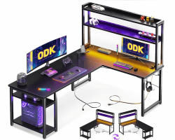 🎮 ODK Gaming Tisch Mit LED, 160×120 cm L Form Schreibtisch 🖥️