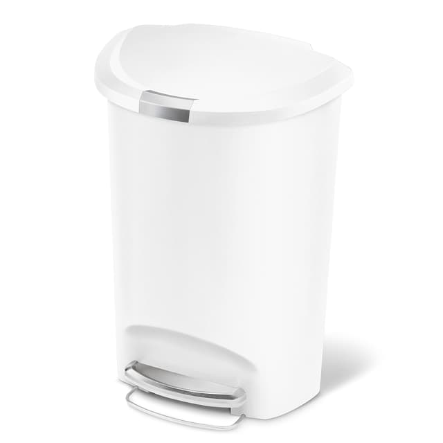 🌟 Super Angebot: simplehuman 50 Liter halbrund Treteimer, Mülleimer Küche, weißer Kunststoff, CW1356 50 L