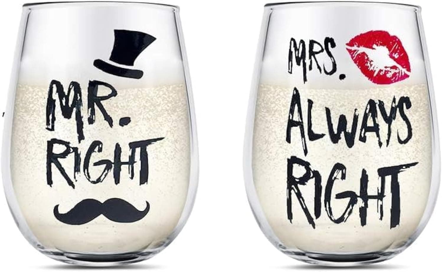 Yalucky Mr Right und Mrs Always Right Weingläser Set für Paare 🍷