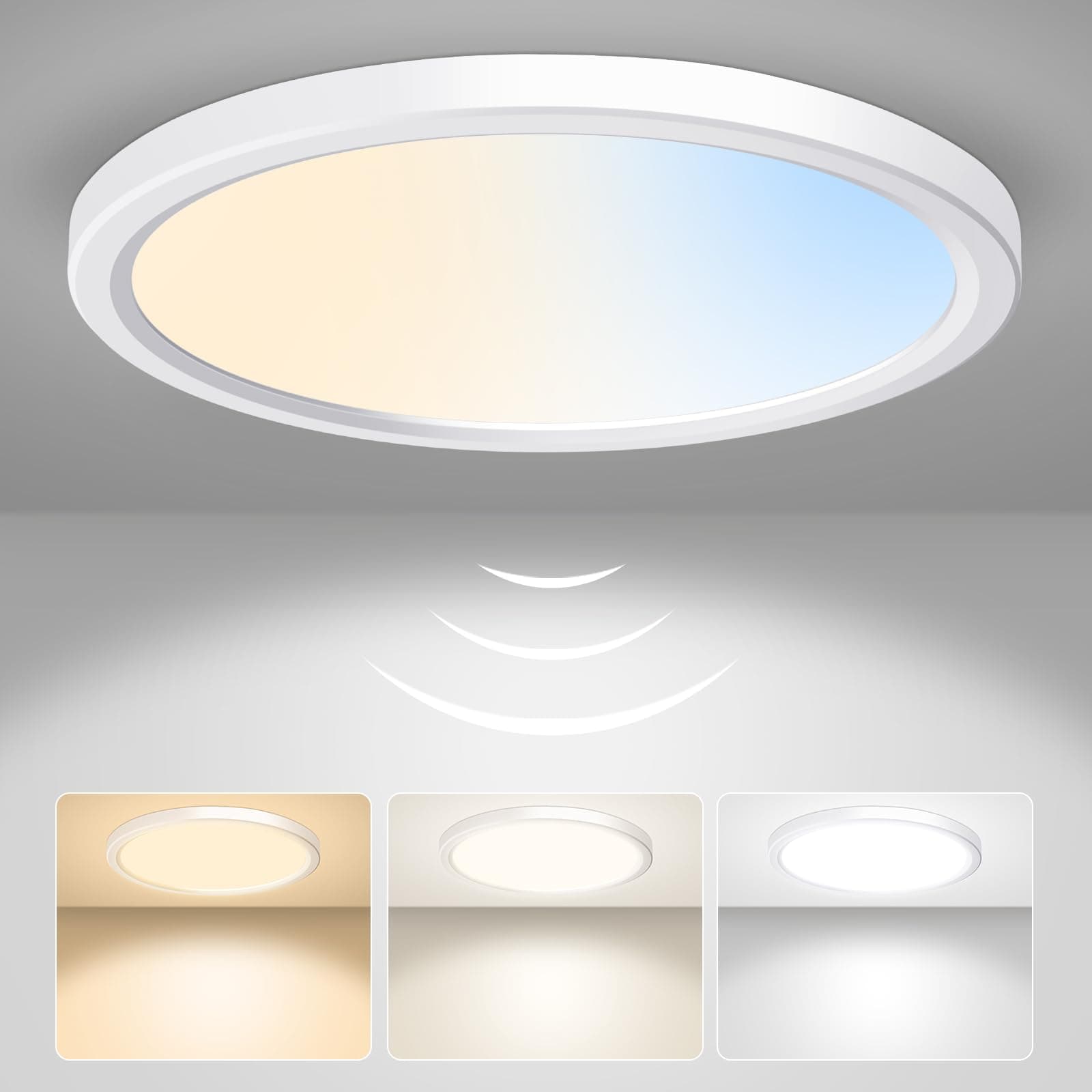 ALUSSO LED Deckenleuchte mit Radar Bewegungssensor, 18W Deckenlampe 3CCT 3000K 4000K 6500K 1600LM