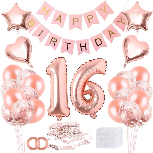 Bluelves 16 Jahre Geburtstag Mädchen Rosegold Luftballon Dekoration