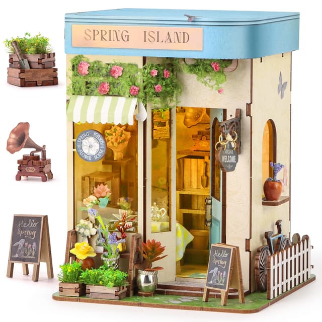 Ulikey Book Nook Kit - Puppenhaus Miniatur Haus DIY Miniature House mit LED Licht, Möbel, Blume für Geschenke