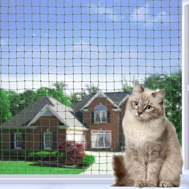 Tatamiyya Katzennetz Für Balkon, Katzennetz Drahtverstärkt 6x3m, Balkonnetz - Olivgrün