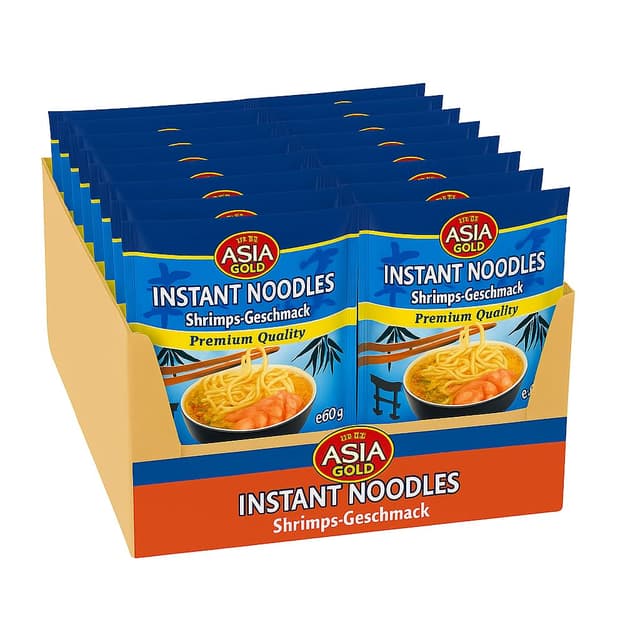🍜 Asia Gold Instant Nudeln Shrimps 60g (30er Pack) – Leckere Fertignudeln mit Shrimpsgeschmack! 😋