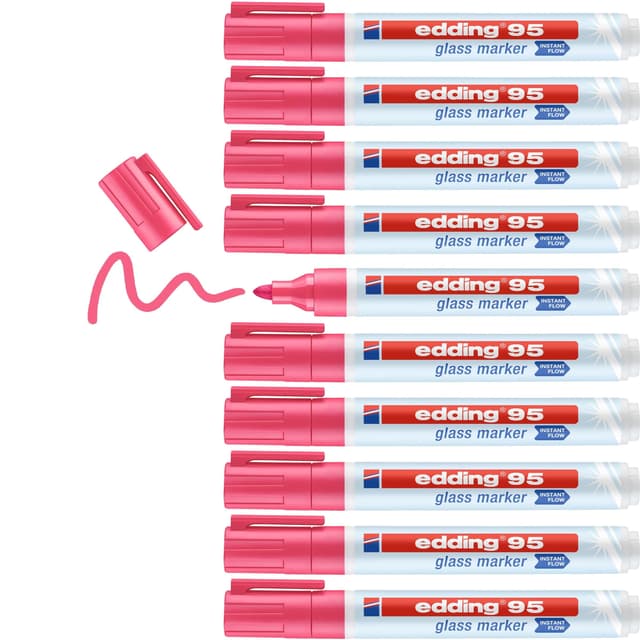 🎨 Edding 95 Glasmarker - Pink - 10 Stifte 🖊️