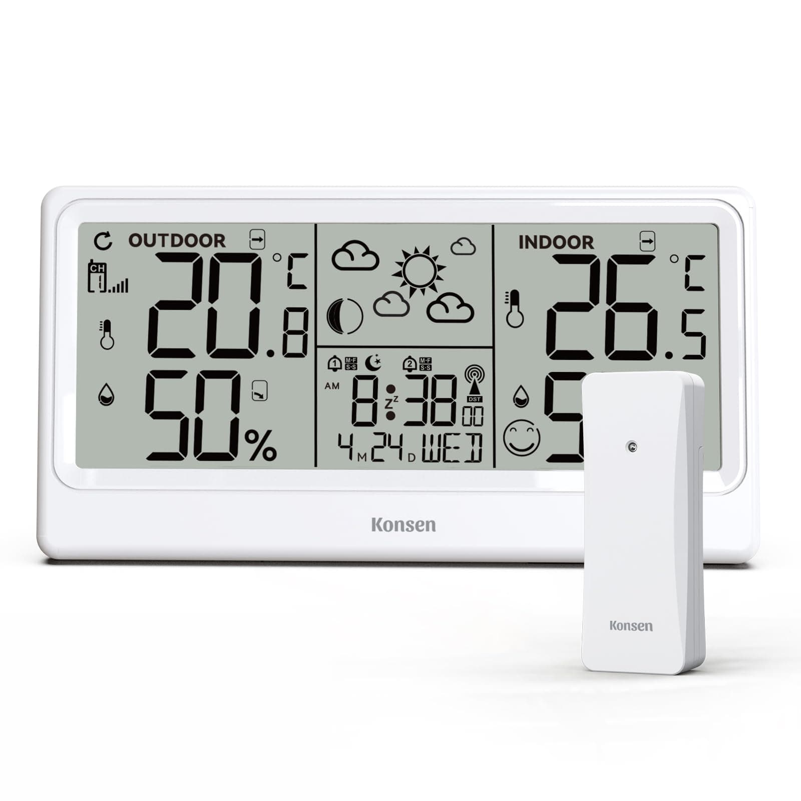 Konsen Wetterstation Funk mit Außensensor ⛅🌡️