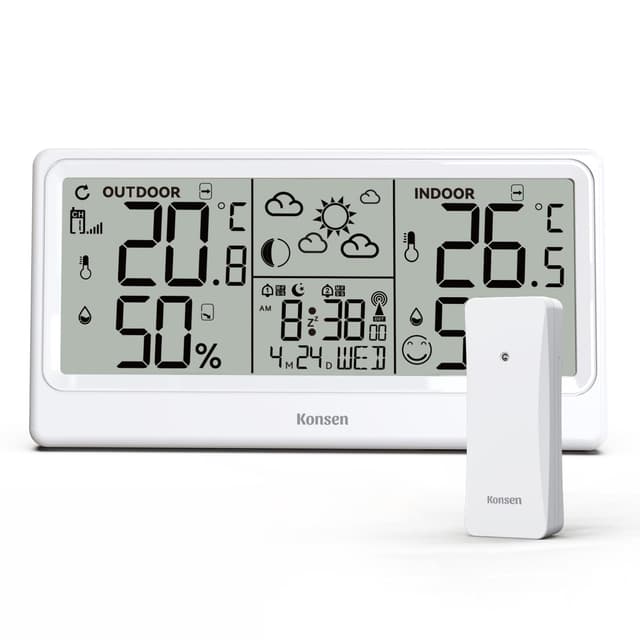 Konsen Wetterstation Funk mit Außensensor ⛅🌡️