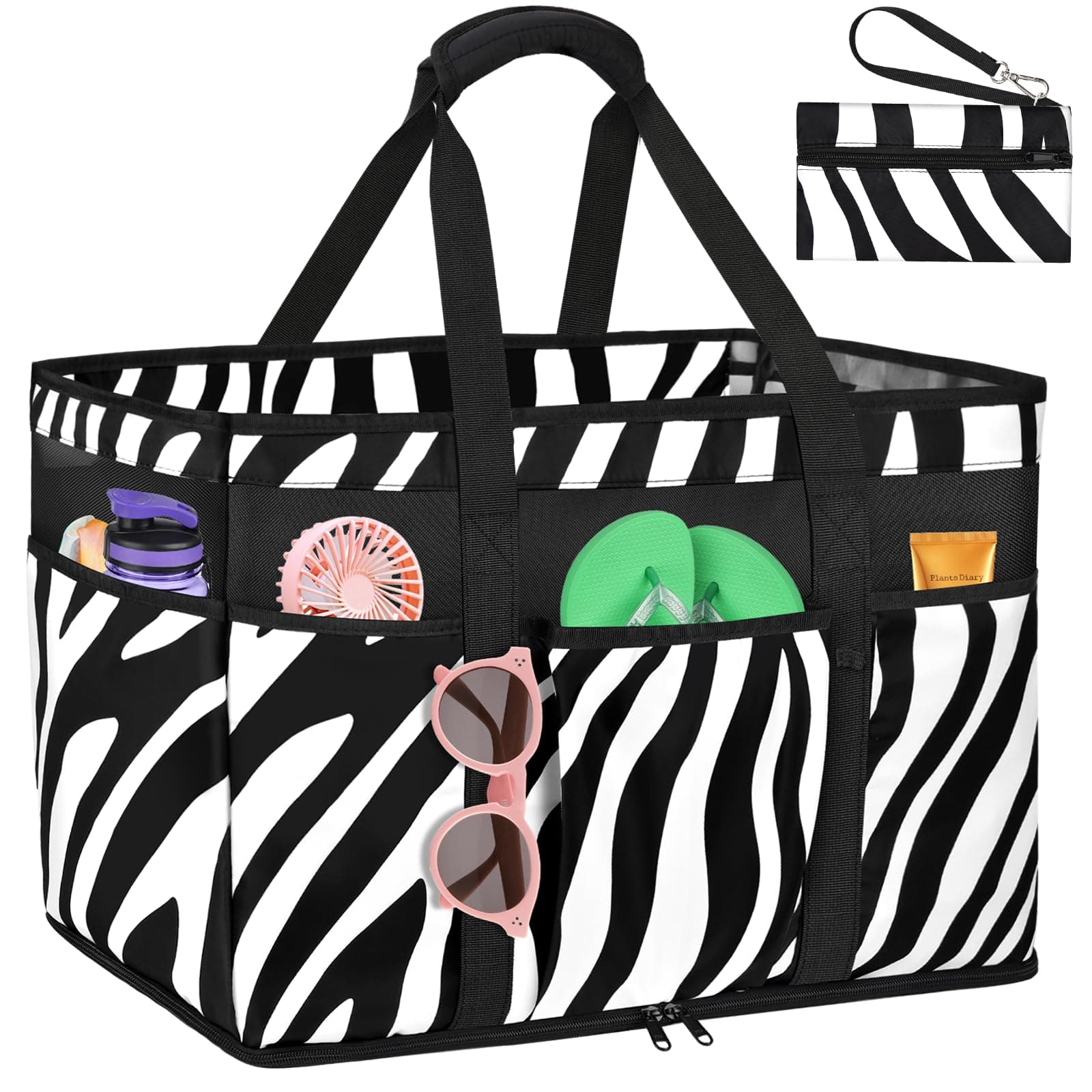 LUROON Strandtasche XXL Familie mit Reißverschluss, Badetasche Große Damen Faltbare Badetasche XXL Familie Leicht Beach Bag Schwimmbadtasche für Strand Pool Picknick Reisen 50 * 35 * 20cm Zebra 🏖️