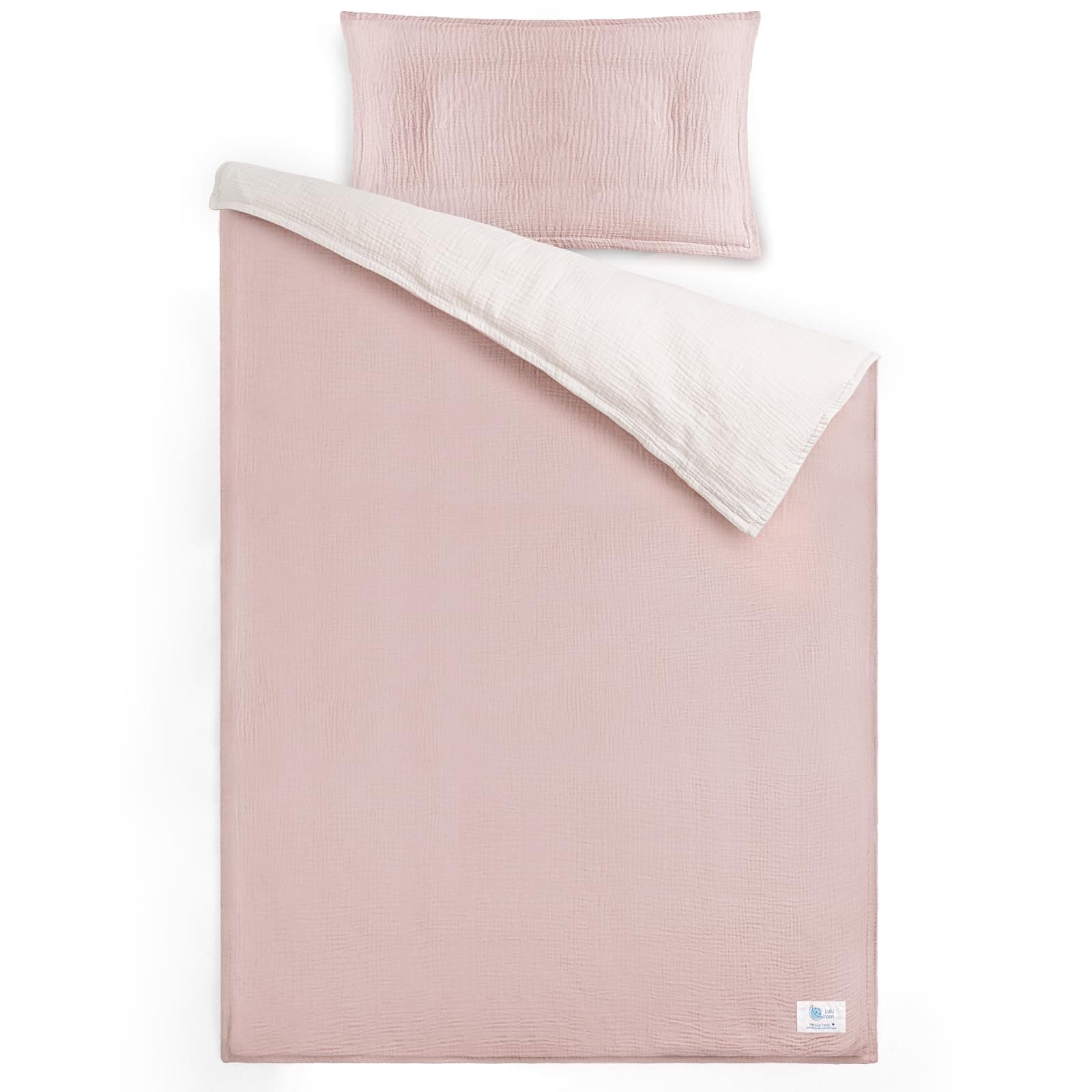 🌙👶 lulumoon Musselin Kinderbettwäsche 100x135: Bettbezug 100x135 + Kissenbezug 40x60cm für Baby Kinder 🌙👶